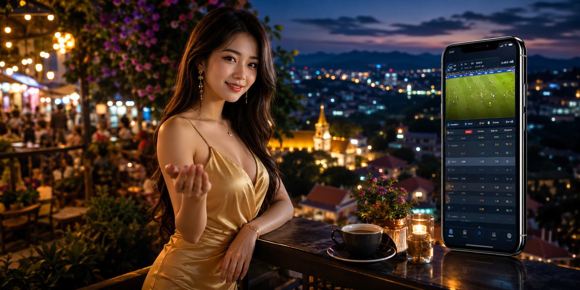 Người dùng tại Đà Lạt đặt cược thể thao trực tuyến trong quán cà phê sương mù buổi sáng